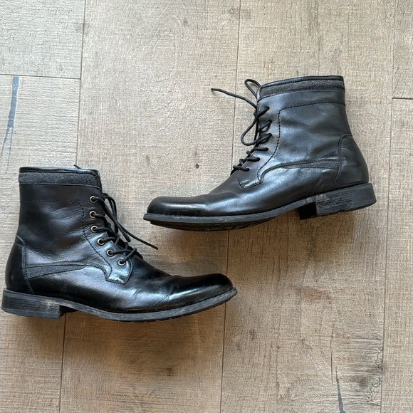Joe’s Jeans Mitch Black Leather & Textile Combat High-Top Lace-Up Boots Size 9 - Picture 3 of 16